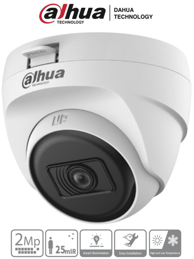 DAHUA HAC-T1A21N-U-28 - Cámara Domo de 2 Megapixeles/ Lente 2.8 mm / 100 Grados de Apertura/ Smart ir 25 Mts/ Uso Interior/ CVI/TVI/AHD/CBVS