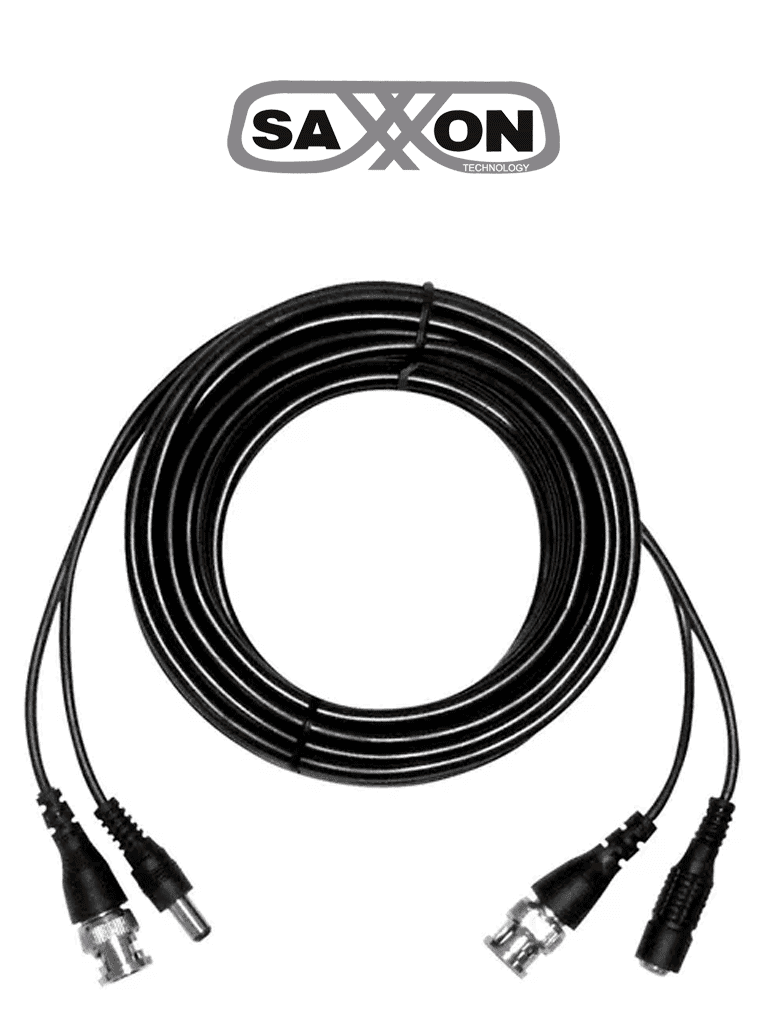 SAXXON WB0110C- Cable de video y energia de 10 mts/ BNC Macho/ 1 Conector macho y 1 conector hembra de energia/ Para camaras HD hasta 12W