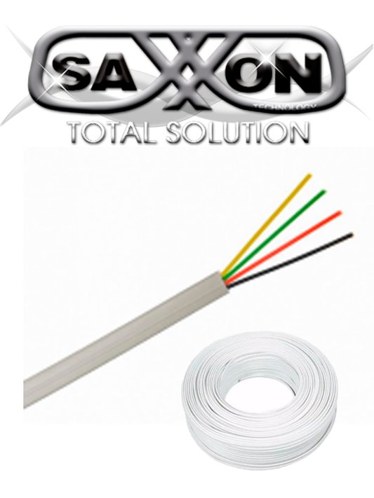SAXXON OWA4305JF- Cable de alarma de 4 conductores/ CCA/ Calibre 22 AWG/Retardante a la flama/ Recomendable para control de acceso/ Videoportero/ Audio