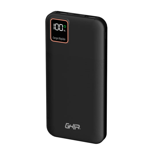 POWER BANK GHIA DE CARGA RAPIDA DE 10 000 MAH COLOR NEGRO