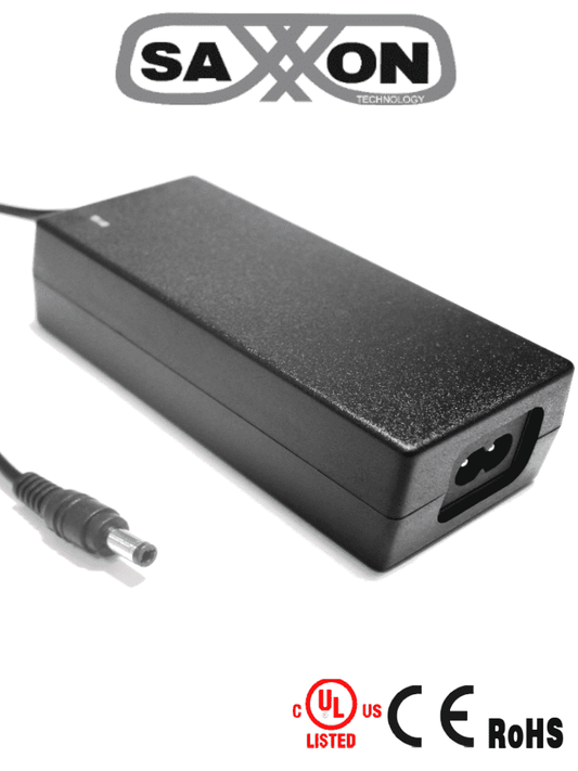 SAXXON PSU1204D - Fuente de poder regulada de 12 Vcc 4.1 Amperes/ Con Cable de 1.2 Metros/ Para Usos Multiples: Sistemas de CCTV, Acceso, ETC/ Certificación UL