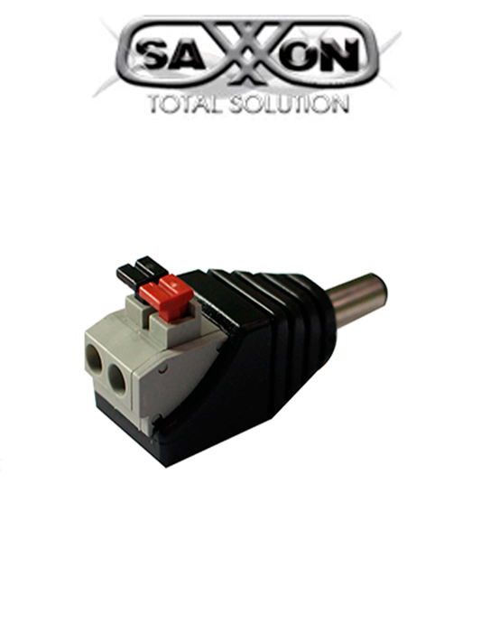 SAXXON PSUBR16H - Adaptador Macho tipo Jack Polarizado de 12 Vcc/ Terminales de Presion/ Facil Instalación