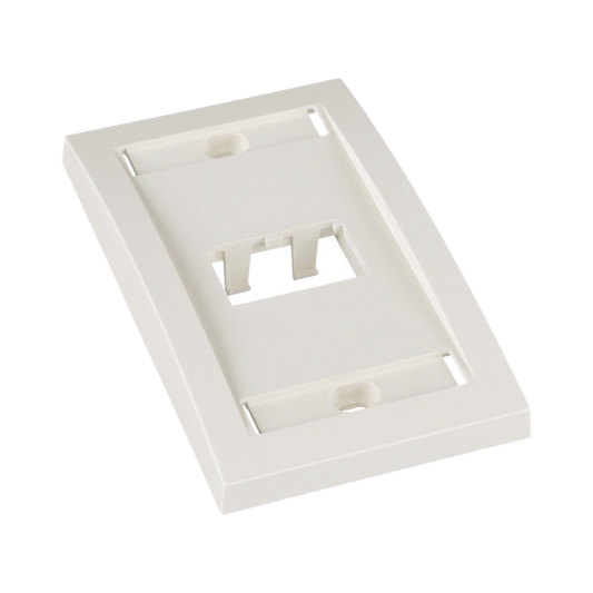 Placa de Pared Vertical Ejecutiva, Salida Para 2 Puertos Mini-Com, Con Espacios Para Etiquetas, Color Blanco Mate
