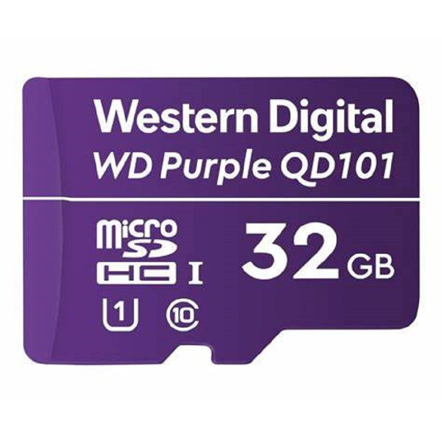 MEMORIA WD PURPLE SC QD101 MICRO SDHC 32GB VIDEOVIGILANCIA 24/7 CLASE 10 U1 LECT 50MB/S ESC 40MB/S WDD032G1P0C