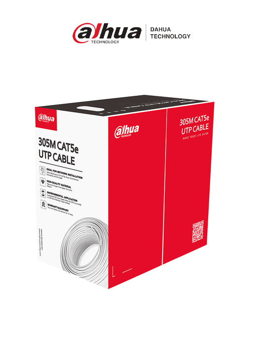 DAHUA PFM920I-5EUN-C-V2 (white) - metro de cable UTP blanco, 100% cobre, categoría 5e, Ideal para video y redes, cumple con CPR Eca y es compatible con alimentación PoE para un rendimiento óptimo.