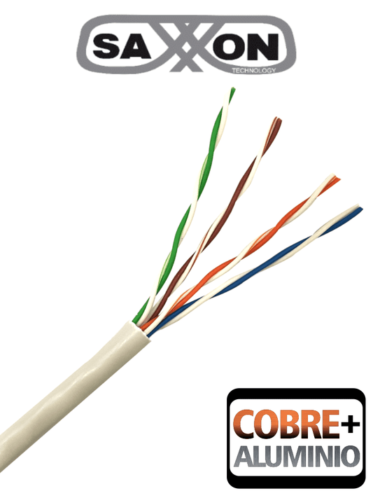 SAXXON OUTP5ECCA305BC - Metro de Cable UTP CCA / Categoria 5E / Color blanco / Interior / CERT ISO9001 / UL 444 / ROHS / ANSI / Tia / EIA-568B