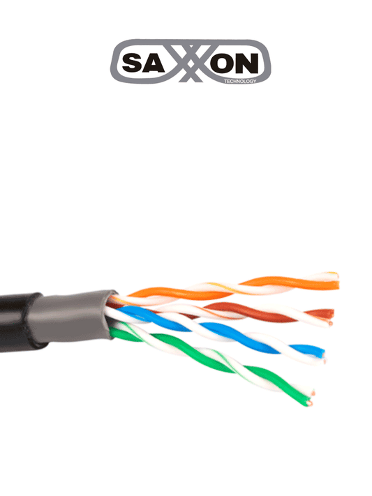SAXXON OUTP5ECCAEXT -metro de  Cable UTP CCA / Categoria 5E / Color negro / Exterior / 4 Pares / Doble forro/